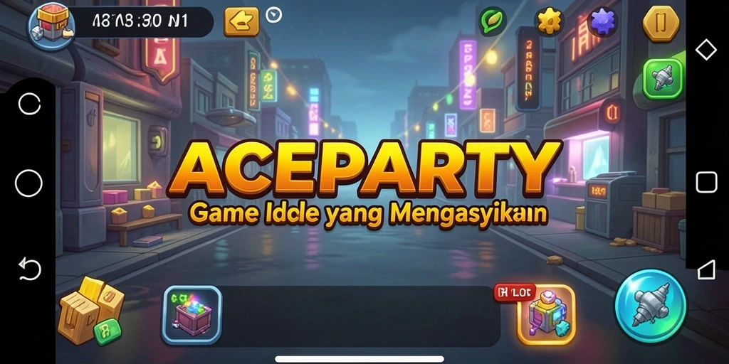 Screenshot utama menunjukkan gameplay santai dan karakter unik di ACEPARTY.