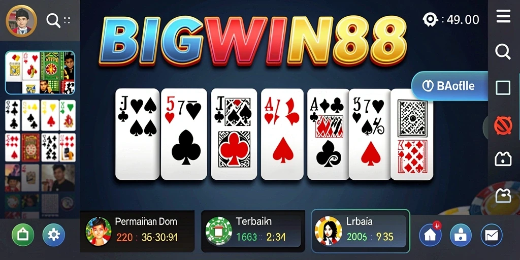 Screenshot permainan BIGWIN88 menampilkan gameplay Domino yang menarik.