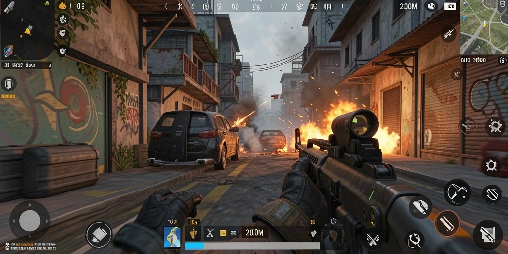 Tampilan gameplay menegangkan D200M dengan aksi seru