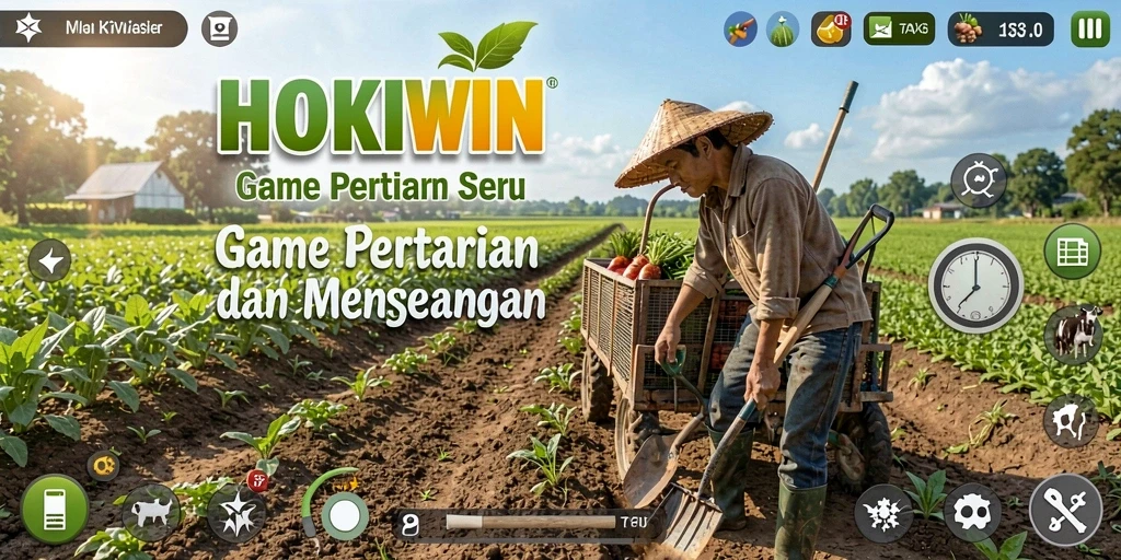 Tampilan gameplay HOKIWIN yang memukau dengan lahan pertanian yang hijau.