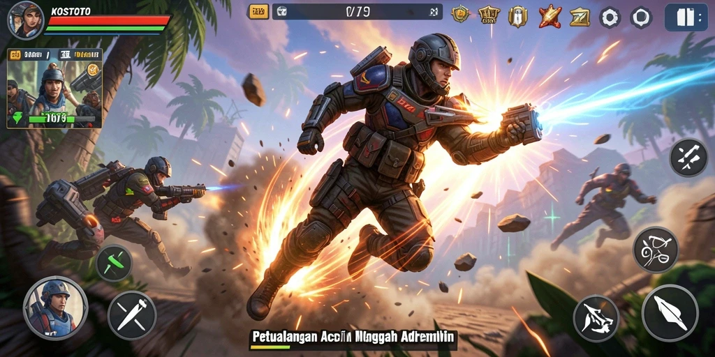 Tampilan gameplay KOSTOTO yang mendebarkan dan penuh aksi.