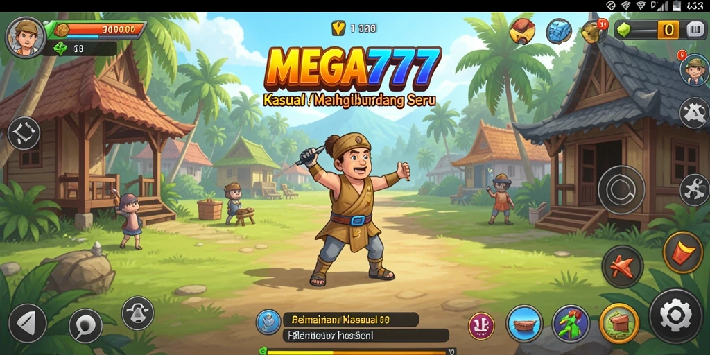 Tampilan gameplay MEGA777 yang menarik dan penuh warna.