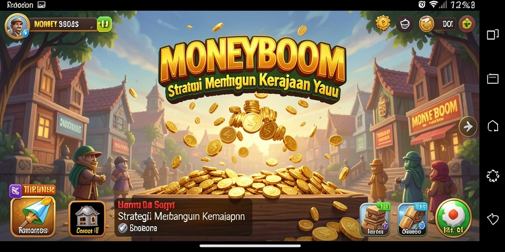 Tampilan gameplay <strong>MONEYBOOM</strong> menampilkan pertempuran seru dan pembangunan strategi.