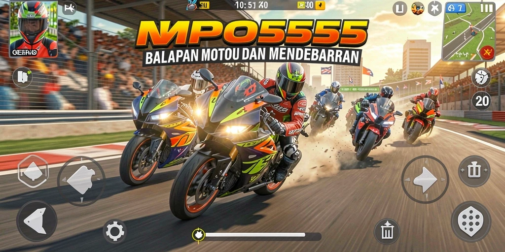 Screenshot MPO555 menampilkan aksi balapan motor yang mendebarkan.