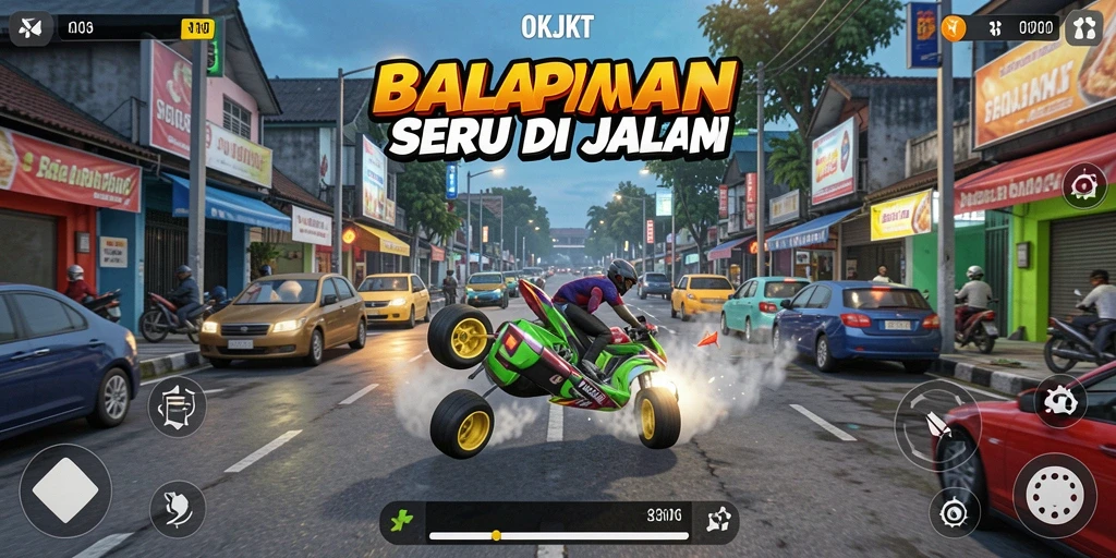 Tampilan gameplay balapan seru di OKJKT.
