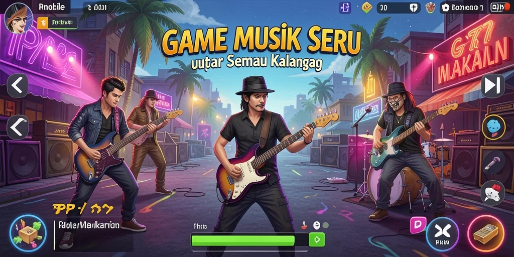 Tampilan gameplay menarik PP7 dengan berbagai pilihan lagu.