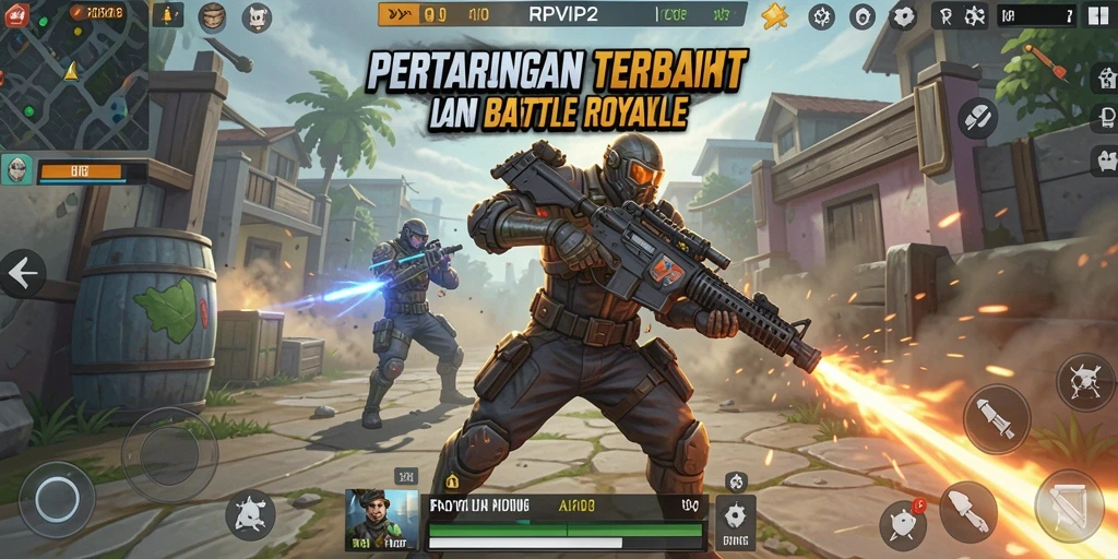 Tampilan gameplay seru dalam RPVIP2, menampilkan aksi Battle Royale yang mendebarkan.