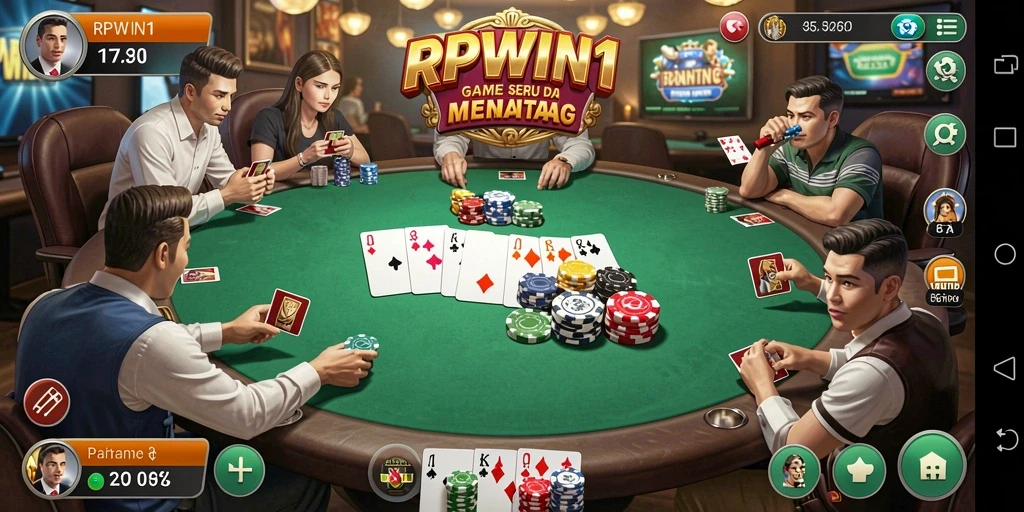 Tampilan gameplay yang seru dalam RPWIN1 dengan fitur poker menawan.