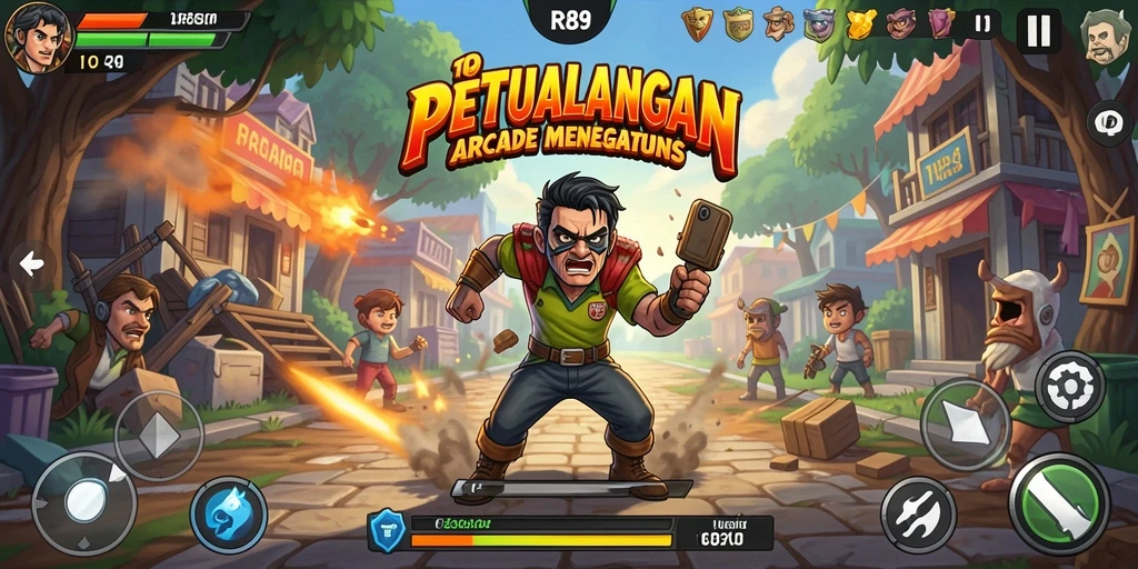 Screenshot gameplay RR89 yang menampilkan aksi seru di level arcade.