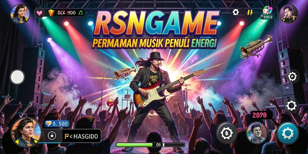 Screenshot gameplay RSNGAME memperlihatkan pengalaman interaktif dalam bermain musik.