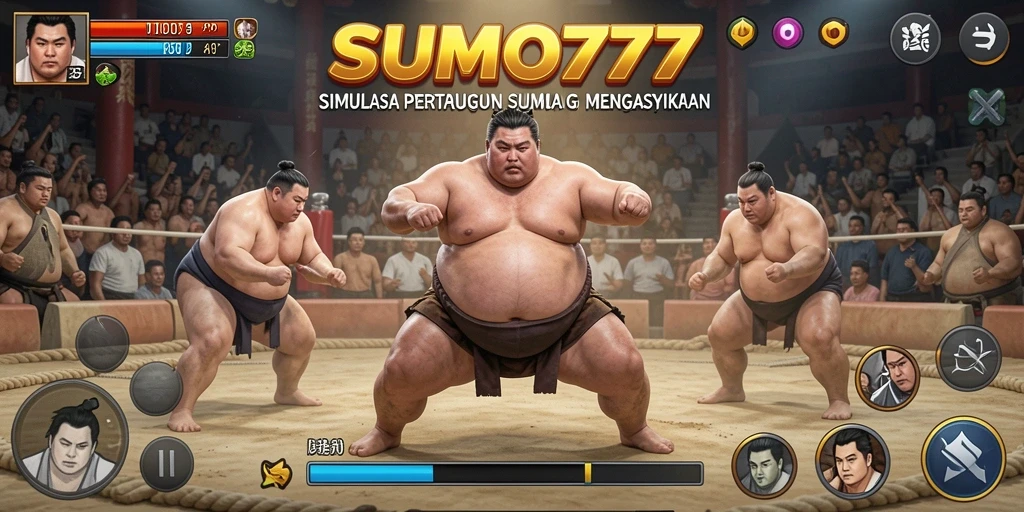 Tampilan menarik dalam gameplay SUMO777 yang menggambarkan pertarungan sumo.