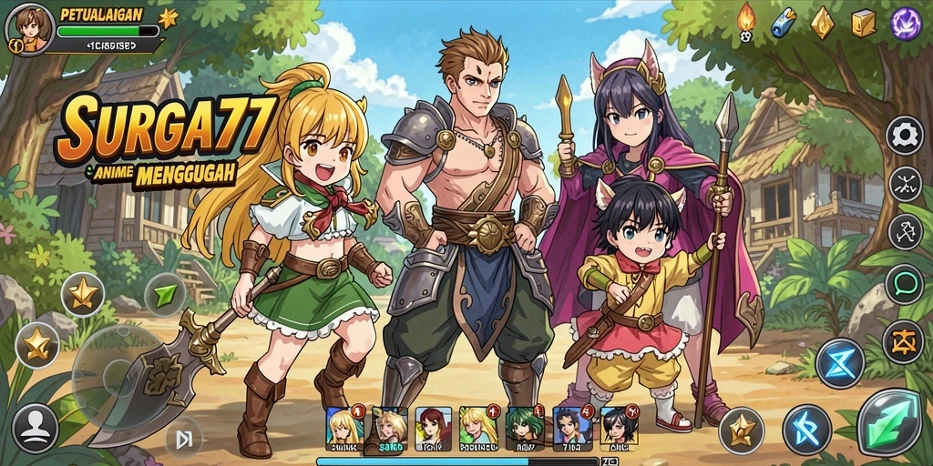 Tangkapan layar gameplay SURGA77 yang menampilkan petualangan seru dalam dunia anime.