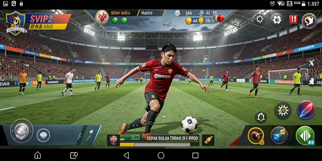 Screenshot gameplay SVIP2 menampilkan aksi nyata dalam sepak bola.